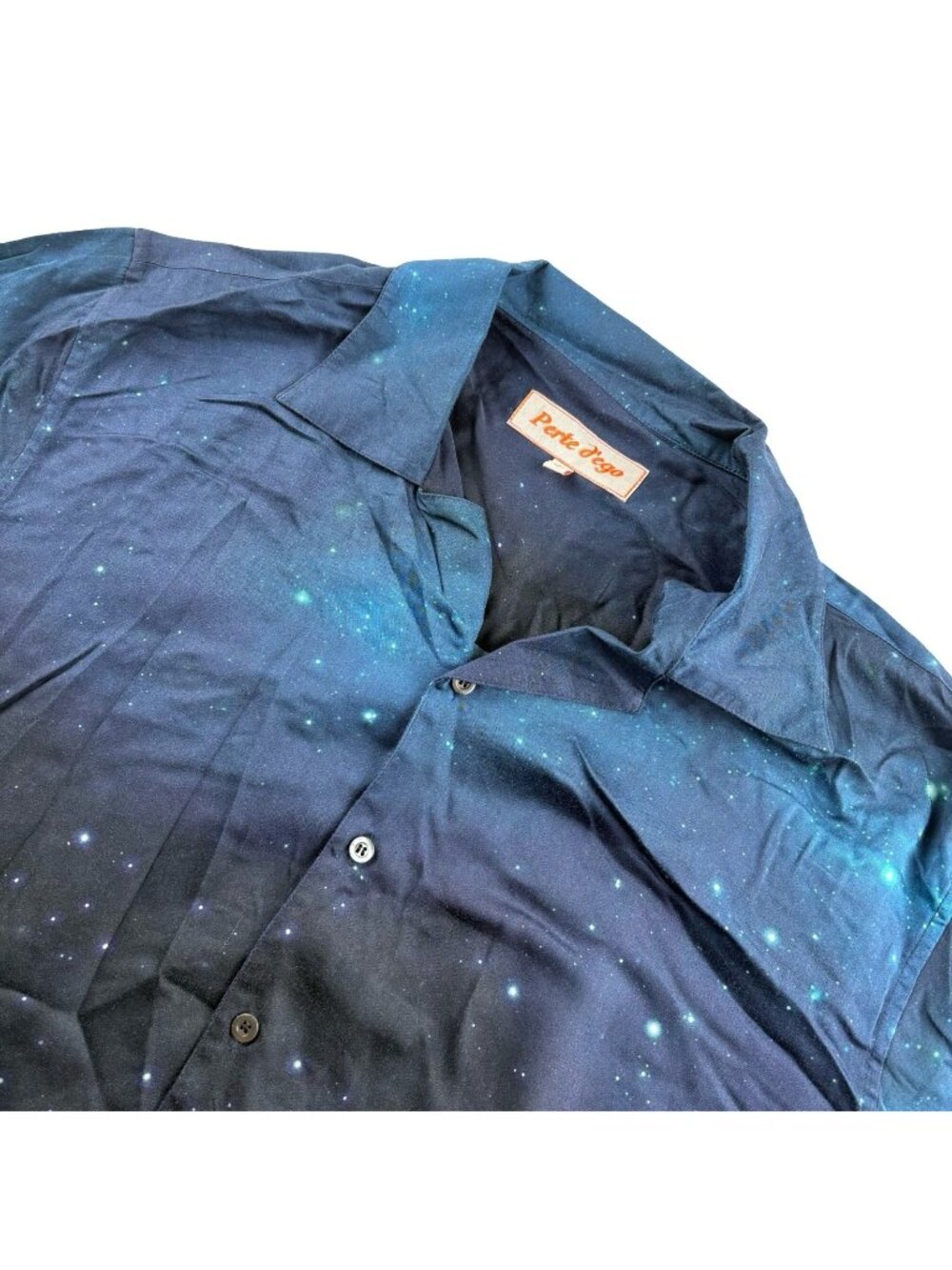 Perte d’ego Men’s Modal Neon Retro Ocean S/S Button-Down Shirt Blue • 2XL